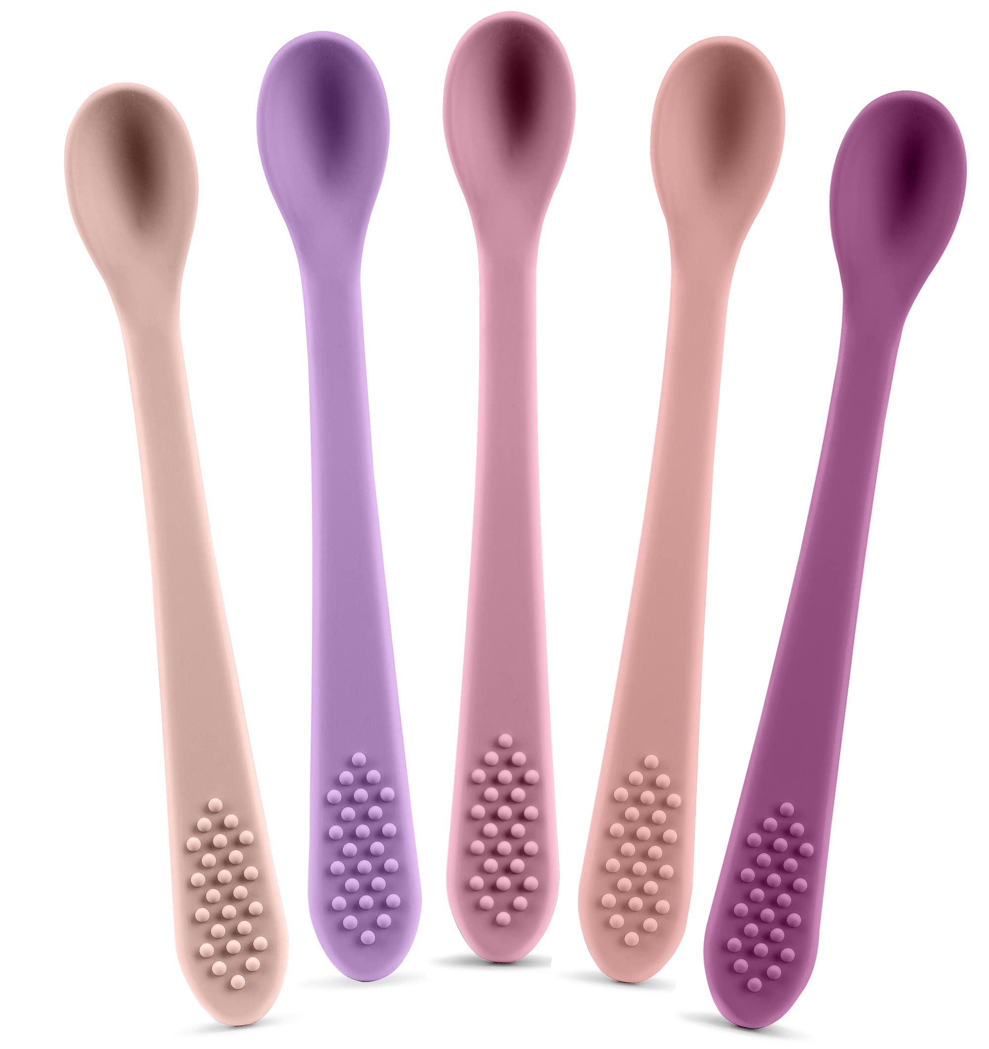 Best First Stage Baby Infant Spoons, 5-Pack, Soft Silicone Baby Spoons