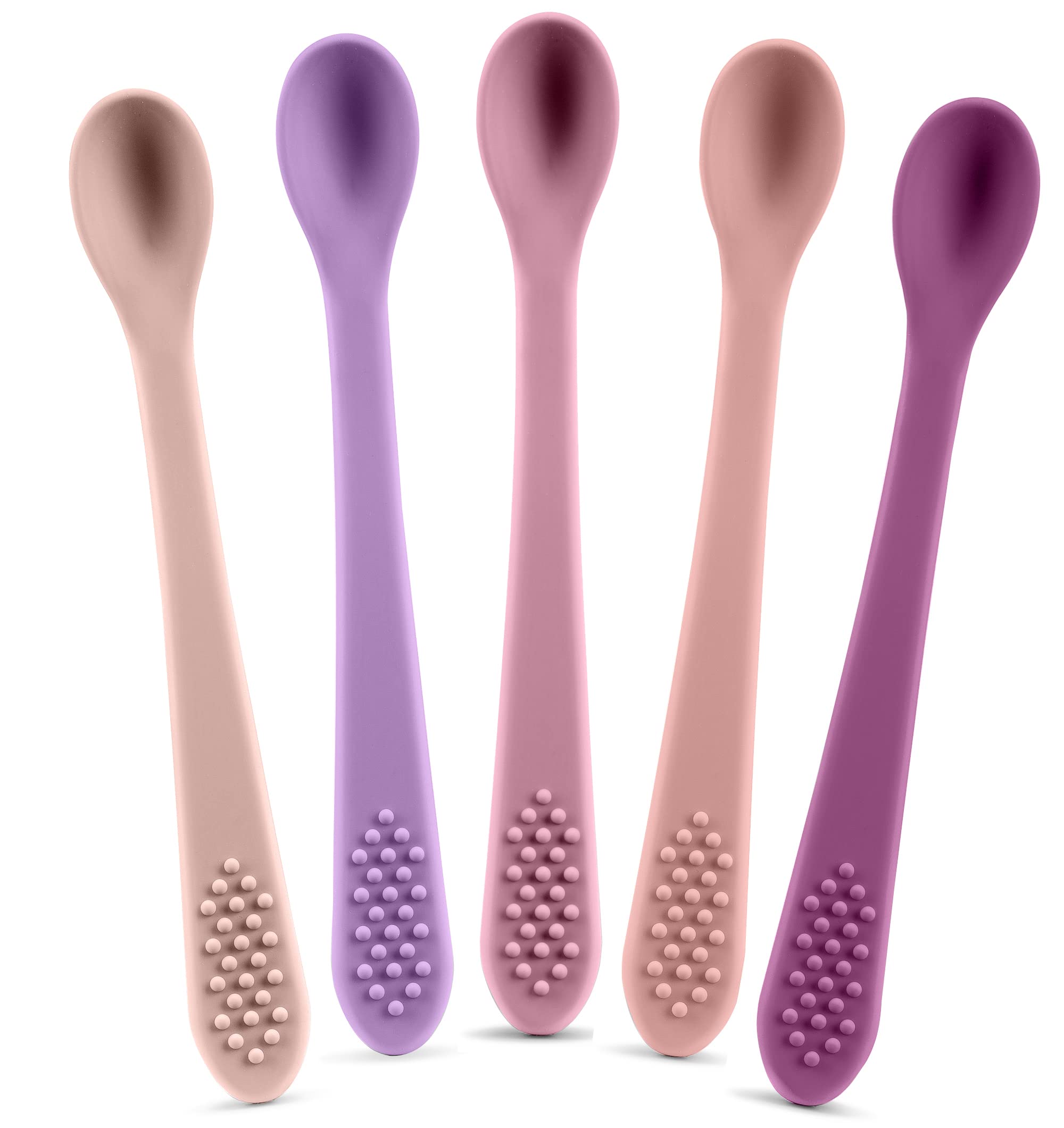 Best First Stage Baby Infant Spoons, 5-Pack, Soft Silicone Baby Spoons –  Sperric Little World