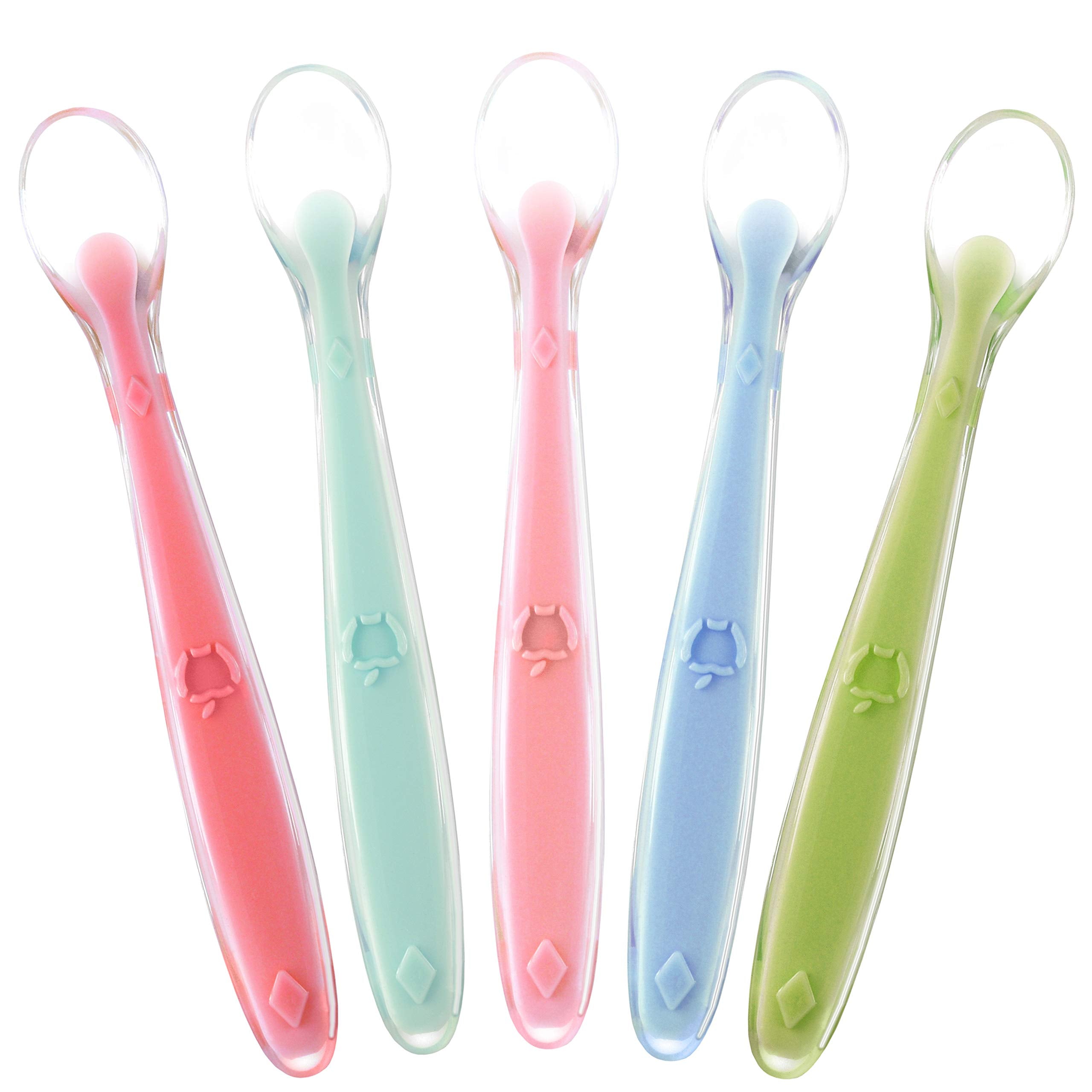 Best First Stage Baby Infant Spoons, 5-Pack, Soft Silicone Baby
