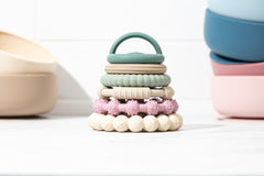 Premium Silicone Teethers Stacking Toy, Interactive and Fun Baby Stacking Toys, Teeth Soothing for 6-12 Month Teething Toys