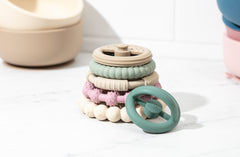 Premium Silicone Teethers Stacking Toy, Interactive and Fun Baby Stacking Toys, Teeth Soothing for 6-12 Month Teething Toys