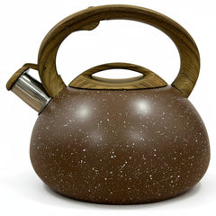 Stainless Steel Whistling Tea Kettle, 3 QT Fast Boil Tea Pot with Heat Resistant Handle, Tapered Marble Finish, Durable Stovetop & Gas Tea Kettles