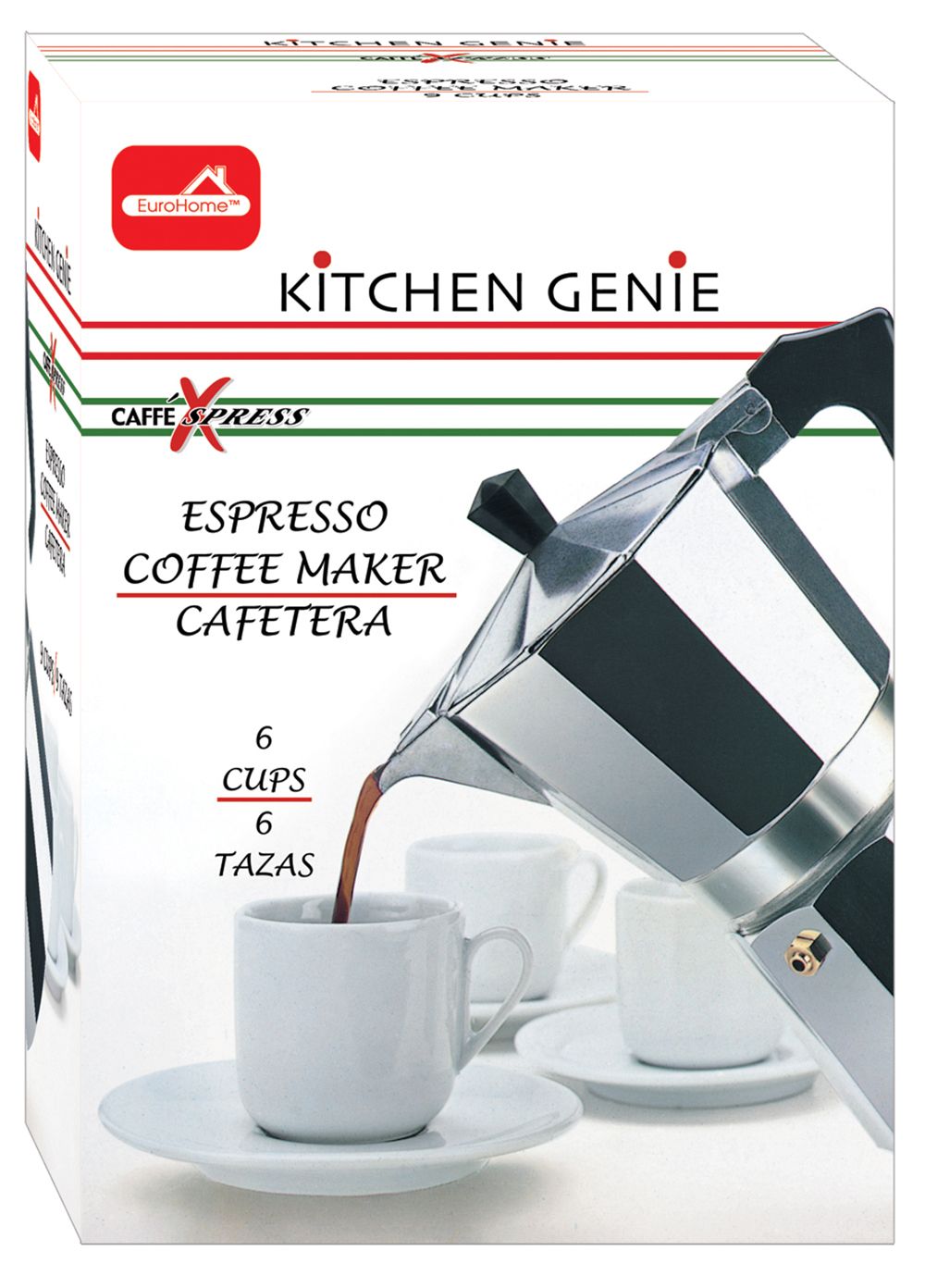 Kitchen Genie Espresso Coffee Maker – Durable Aluminum, Fast Brewing, Available in Multiple Sizes