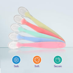 5-Pack Soft Silicone Baby Spoons – First Stage Self-Feeding, Food-Grade, Training Utensils