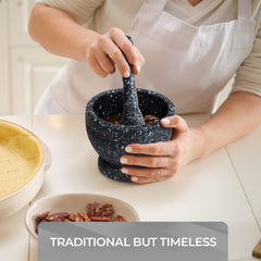 Classic Granite Mortar & Pestle Set – Durable Grinding Bowl for Fresh Spices, Herbs, and Seeds