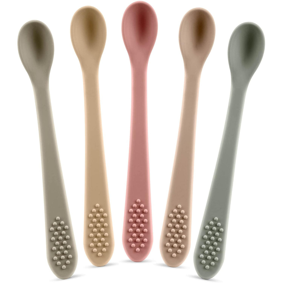 Pastel Color Baby Spoons First Stage – Silicone Self-Feeding Utensils – Infant Feeding Spoons – Soft & Gentle on Gums – BPA Free Baby Spoons Set