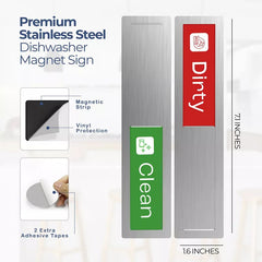 Clean Dirty Dishwasher Magnet – Stylish Stainless Steel Home Decor Sign, Strong Kitchen Organizer Magnet for Clear Dishwashing Status