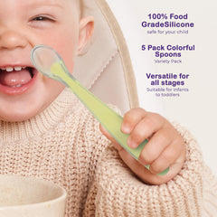 5-Pack Soft Silicone Baby Spoons – First Stage Self-Feeding, Food-Grade, Training Utensils