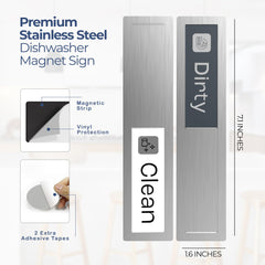 Clean Dirty Dishwasher Magnet – Stylish Stainless Steel Home Decor Sign, Strong Kitchen Organizer Magnet for Clear Dishwashing Status