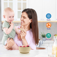 Baby Bowls with Suction, Silicone Baby Feeding Set, Infant Babies & Toddler Suction Bowl with Lids and Spoons, BPA Free Baby Bowls 0-6 Months, Baby Feeding Essentials, Extra Strong Baby Suction Bowls