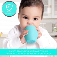 Silicone Baby Cup - Toddler Training Cup - Open Cup for Baby Led Weaning 2 Pack of No Spill Sippy Baby Cups - Soft & Gentle on Gums BPA Free Silicone Baby Cups