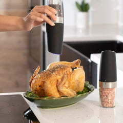 Gravity Electric Pepper and Salt Grinder Set – One-Handed Automatic Operation, Adjustable Coarseness, LED Light, Battery Powered, Ceramic Mechanism