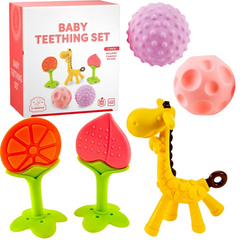 Silicone Baby Teething Toys 5 Pack, Sensory Balls & Teethers for Infants 0-12 Months, BPA Free Freezer Safe Soft Baby Teether Toys, Soothe Babies Gums