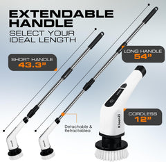 Scrubber Cleaning Brush 8 In 1 Shower Scrubber, Adjustable Handle. For Windows, Bathrooms, Cars