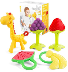 5-Pack Silicone Baby Teethers – Freezer Safe, Soothes Gums, BPA-Free, Perfect Gift