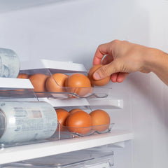 OU Egg Holder for Fridge, BPA Free Rolling Egg Organizer for Refrigerator Organization, Clear Stackable Container for Kitchen Organizers and Storage