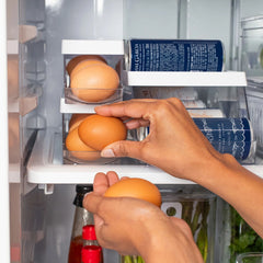 OU Egg Holder for Fridge, BPA Free Rolling Egg Organizer for Refrigerator Organization, Clear Stackable Container for Kitchen Organizers and Storage