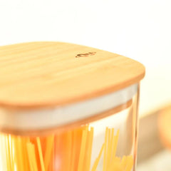 OU Airtight Food Storage Container 4.2cup, Clear Plastic Food Storage Container with Leak Proof Bamboo Lid, Stackable Kitchen Pantry Organizer