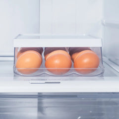 OU Egg Holder for Fridge, BPA Free Rolling Egg Organizer for Refrigerator Organization, Clear Stackable Container for Kitchen Organizers and Storage