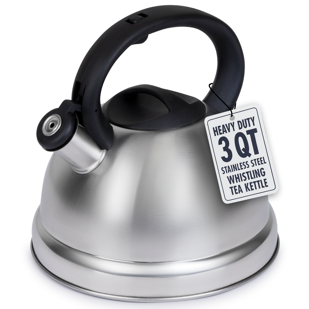 Luminuxe Whistling Tea Kettle, 3qt Stainless Steel Stove Top Kettle with Cool-Touch Handle, Durable, Fast Boil Tea Pot for Gas or Electric Stove