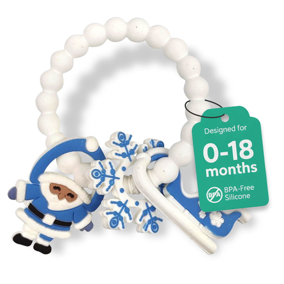 Silicone Christmas Teether Ring Toy for Baby, BPA Free Soothing Teething Relief Toy for Infant & Toddlers 0-18 Months, Perfect Christmas Gift for Baby