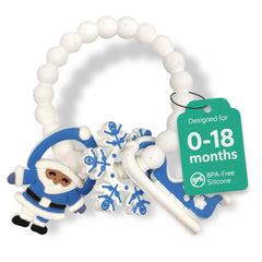 Silicone Christmas Teether Ring Toy for Baby, BPA Free Soothing Teething Relief Toy for Infant & Toddlers 0-18 Months, Perfect Christmas Gift for Baby