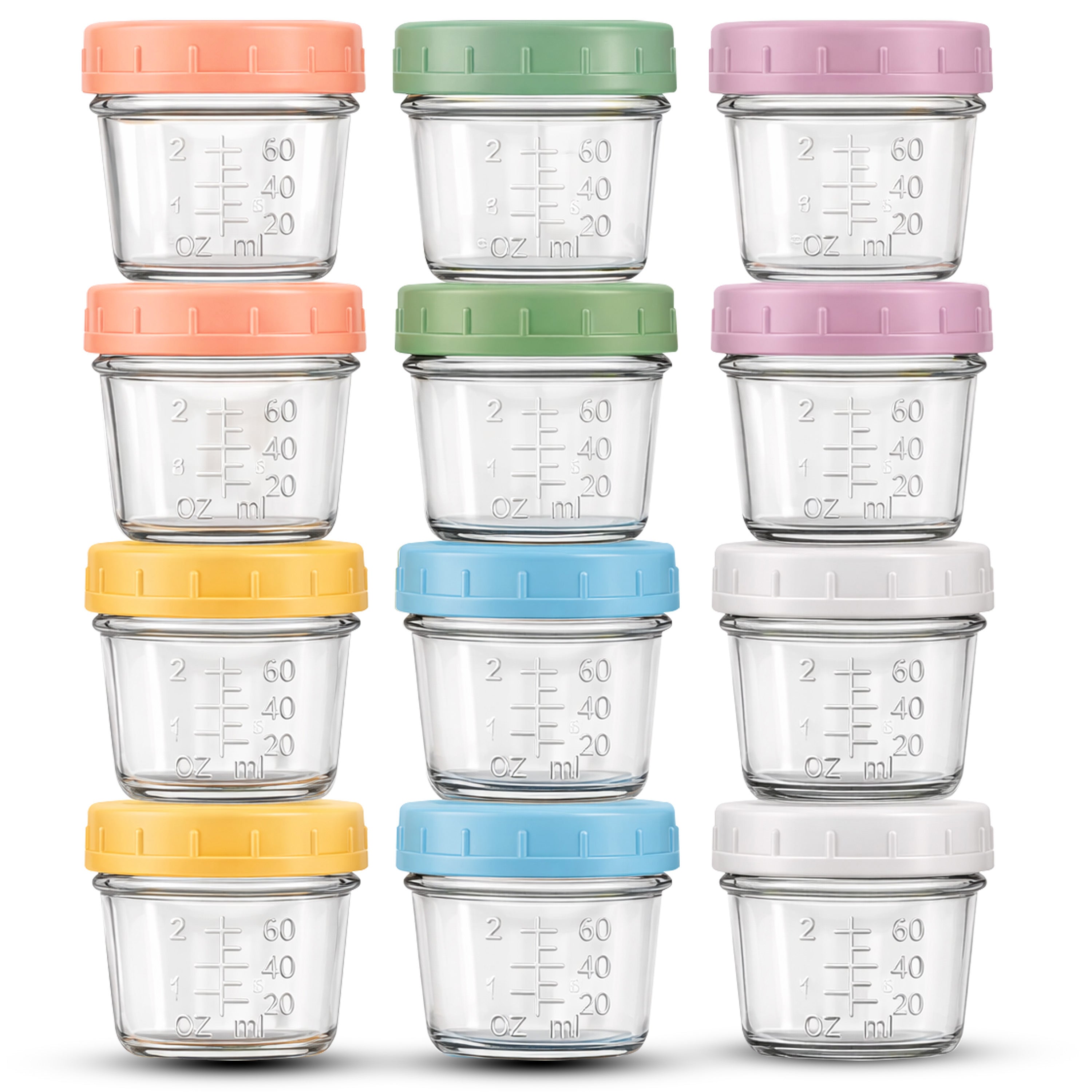 Small Baby Containers Glass Baby Food Storage Containers 12 Pack 4oz Baby Food Jars Reusable ...