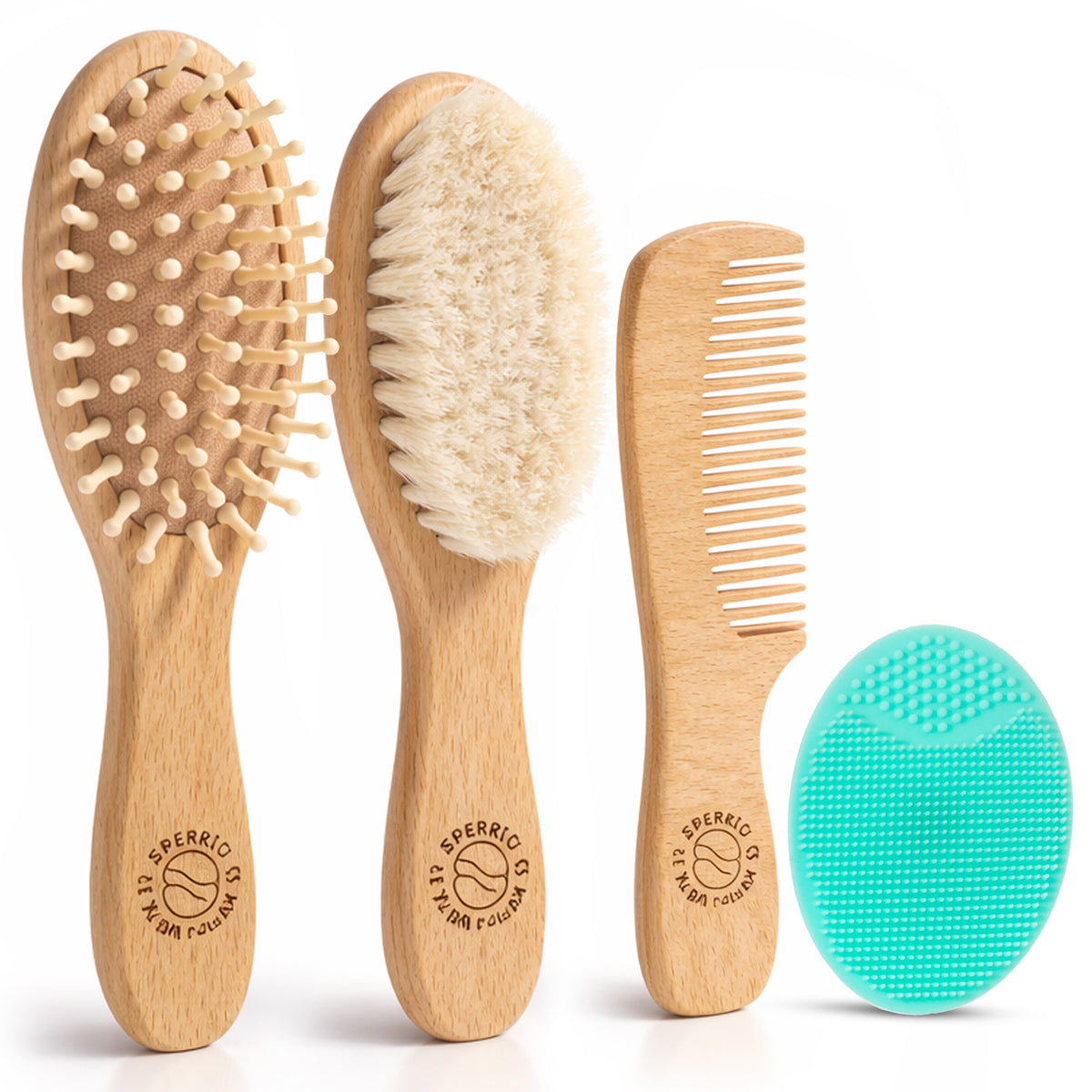 Baby Hair Brush and Comb Set for Newborn – Wooden Baby Brush with Soft Goat Bristle, Cradle Cap Brush for Newborns, Boys and Girls, Eco-Friendly