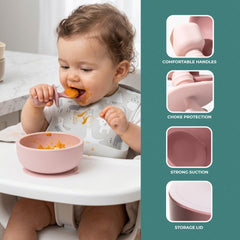Sperric Silicone Baby Feeding Set - Infant Suction Bowls with Lids and Spoons | BPA Free Toddler Self Feeding Utensils for 0-6 Months