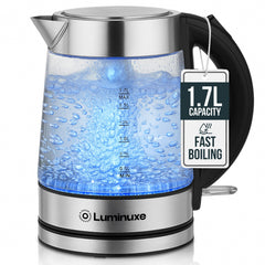 Luminuxe 1.7L Electric Kettle, Speed-Boil Glass Electric Water Boiler & Warmer 1500W Tea Heater, Auto Shut-Off Cool Touch Handle