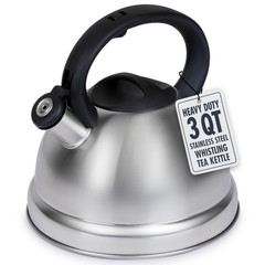 Luminuxe Whistling Tea Kettle, 3qt Stainless Steel Stove Top Kettle with Cool-Touch Handle, Durable, Fast Boil Tea Pot for Gas or Electric Stove