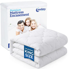 Waterproof Mattress Pad, Soft Bamboo Viscose Fitted Mattress Cover, Breathable Cooling Cover with Deep Pocket, Machine Washable