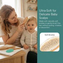Baby Hair Brush and Comb Set for Newborn – Wooden Baby Brush with Soft Goat Bristle, Cradle Cap Brush for Newborns, Boys and Girls, Eco-Friendly