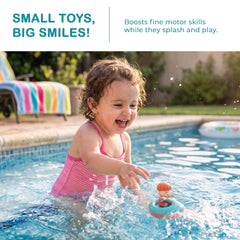 Twist & Go Wind Up Surfboat for Kids, 2pc Floating Bath & Pool Toy, Auto-Paddling Water Play, Engaging & Durable for Toddlers Ages 1-4
