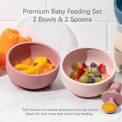 Sperric Silicone Baby Feeding Set - Infant Suction Bowls with Lids and Spoons | BPA Free Toddler Self Feeding Utensils for 0-6 Months