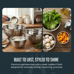 10 Piece Mixing Bowls & Measuring Cups Set, Stainless Steel Mixing Bowl with Lids, Magnetic Measuring Cups, Nonslip Nesting Bowls for Baking & Cooking