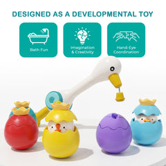 Magnetic Fishing Game Bath Toy with Fishing Rod & Surprise Animal Eggs, Floating Water Toy for Toddlers & Kids, Fun Game for Bathtub & Pool Play