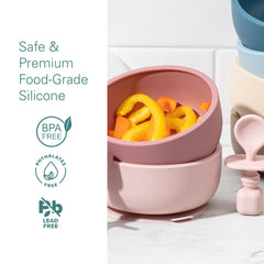 Sperric Silicone Baby Feeding Set - Infant Suction Bowls with Lids and Spoons | BPA Free Toddler Self Feeding Utensils for 0-6 Months