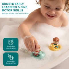 Twist & Go Wind Up Surfboat for Kids, 2pc Floating Bath & Pool Toy, Auto-Paddling Water Play, Engaging & Durable for Toddlers Ages 1-4