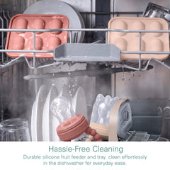 Silicone Baby Fruit Feeders with Freezer Tray for Batch Prep, Set of 2 – Safe & Convenient, Includes Extra Pouches & Travel Lids, Dishwasher Safe