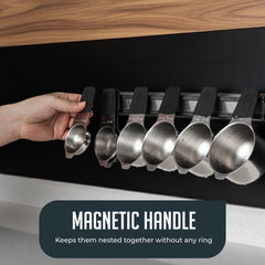 Magnetic Measuring Cups Set, 7Pc Heavy Duty Stainless Steel Nesting Measuring Cup with Easy to Read Engraved Markings for Dry & Liquid Ingredients
