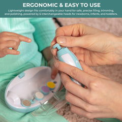 Baby Electric Nail Trimmer Kit with Light, Quiet Operation, 6 Interchangeable Heads for Gentle Precise Baby Nail Care and Polishing Baby Nail Trimmer