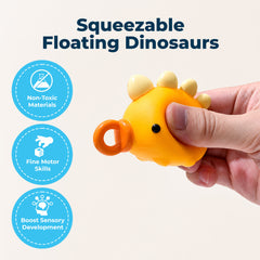 Fun Dinosaur Fishing Game for Kids, 4 Pack Magnetic Floating Bath & Pool Toy Set with Wind-Up Rods, Engaging Water Play for Toddlers 1-4