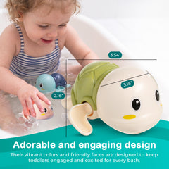 Floating Turtle Bath Toys for Toddlers 1-3, Wind-Up Swimming Toys for Boys Girls, Fun Cute Baby Pool Toys Safe and Durable Bathtub Water Toys, 3-Pack