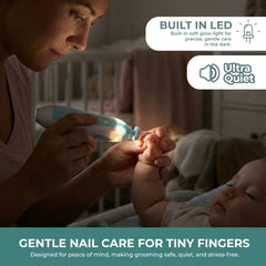 Baby Electric Nail Trimmer Kit with Light, Quiet Operation, 6 Interchangeable Heads for Gentle Precise Baby Nail Care and Polishing Baby Nail Trimmer