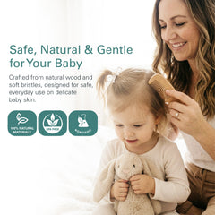 Baby Hair Brush and Comb Set for Newborn – Wooden Baby Brush with Soft Goat Bristle, Cradle Cap Brush for Newborns, Boys and Girls, Eco-Friendly