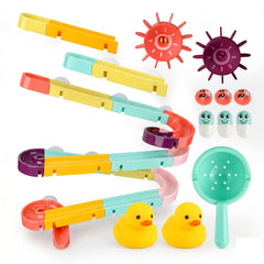 Interactive Bathtub Slide Set with Rubber Ducks and Ball – Toddler Bath Toys, Puzzle Slide Bath Toy for Kids, Fun Water Slide Bath Toy