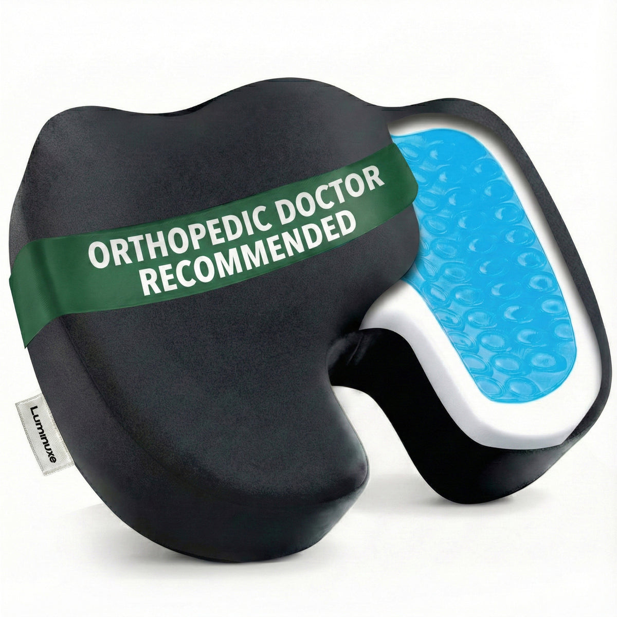 Gel Memory Foam Seat Cushion, Cooling Gel Comfort, Chair Cushions for Back & Sciatica Pain Relief, Tailbone Coccyx Support, Office & Car Seat Cushion