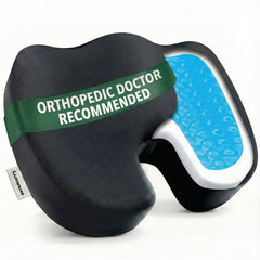 Gel Memory Foam Seat Cushion, Cooling Gel Comfort, Chair Cushions for Back & Sciatica Pain Relief, Tailbone Coccyx Support, Office & Car Seat Cushion