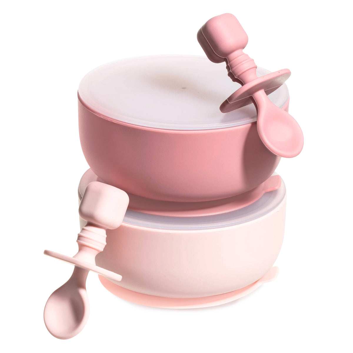 Sperric Silicone Baby Feeding Set - Infant Suction Bowls with Lids and Spoons | BPA Free Toddler Self Feeding Utensils for 0-6 Months